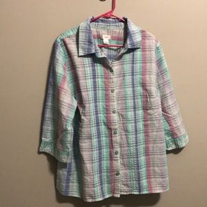 Christopher & Banks 3/4 sleeve plaid blouse